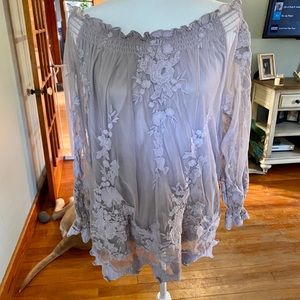 Gray Off The Shoulder Blouse